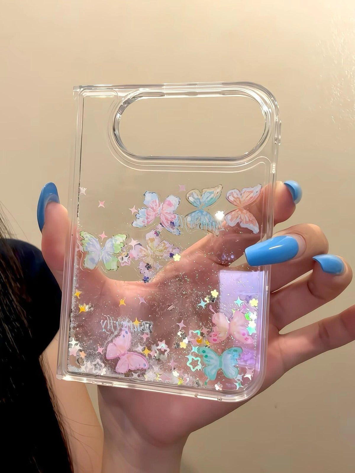 Butterfly Bling Glitter Liquid Quicksand Clear iPhone Duo Case #0704