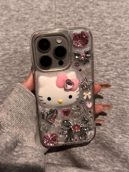 Hellokitty Handmade Rhinestones Clear Cute Kawaii Phone Case #0497