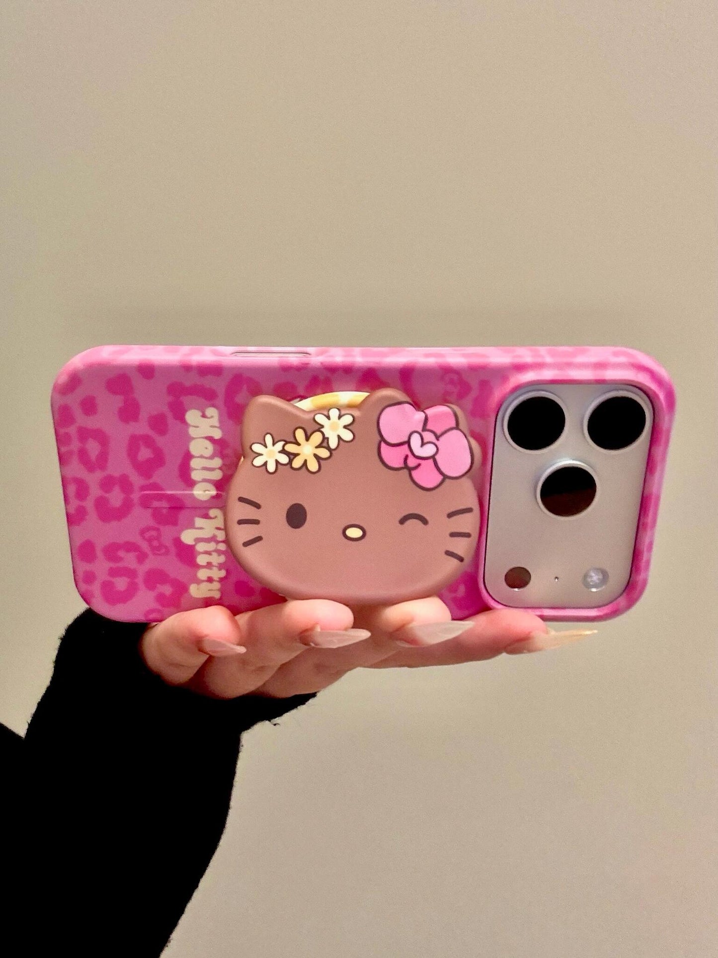 Hellokitty Shell Cute Kawaii MagSafe Case + MagSafe Stand Holder / Phone Grip #0615
