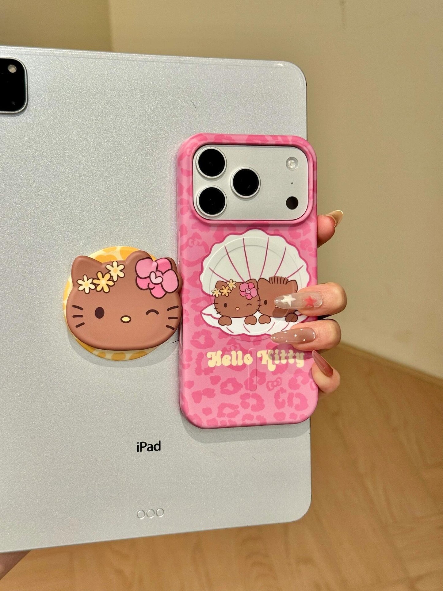 Hellokitty Shell Cute Kawaii MagSafe Case + MagSafe Stand Holder / Phone Grip #0615