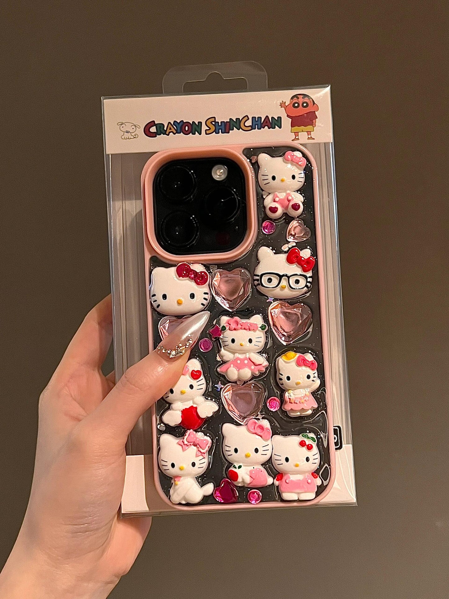 Hellokitty Pink Heart Clear Handmade Phone Case #0045