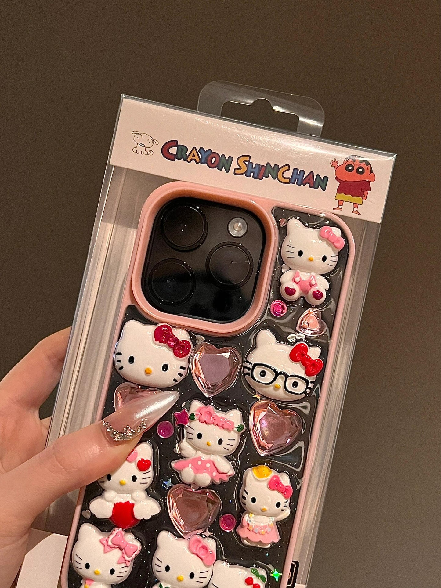 Hellokitty Pink Heart Clear Handmade Phone Case #0045