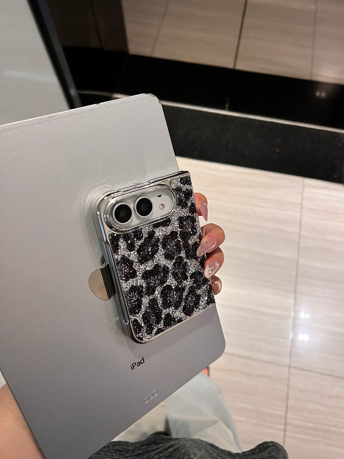Leopard Print Glitter Cute Kawaii iPhone Duo Case #709