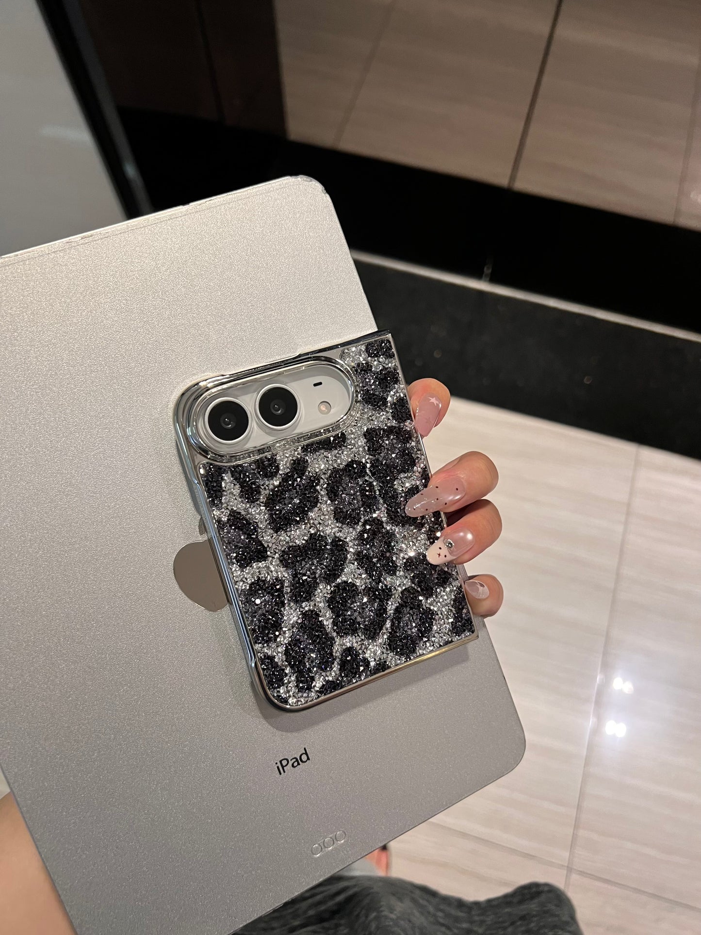 Leopard Print Glitter Cute Kawaii iPhone Duo Case #709
