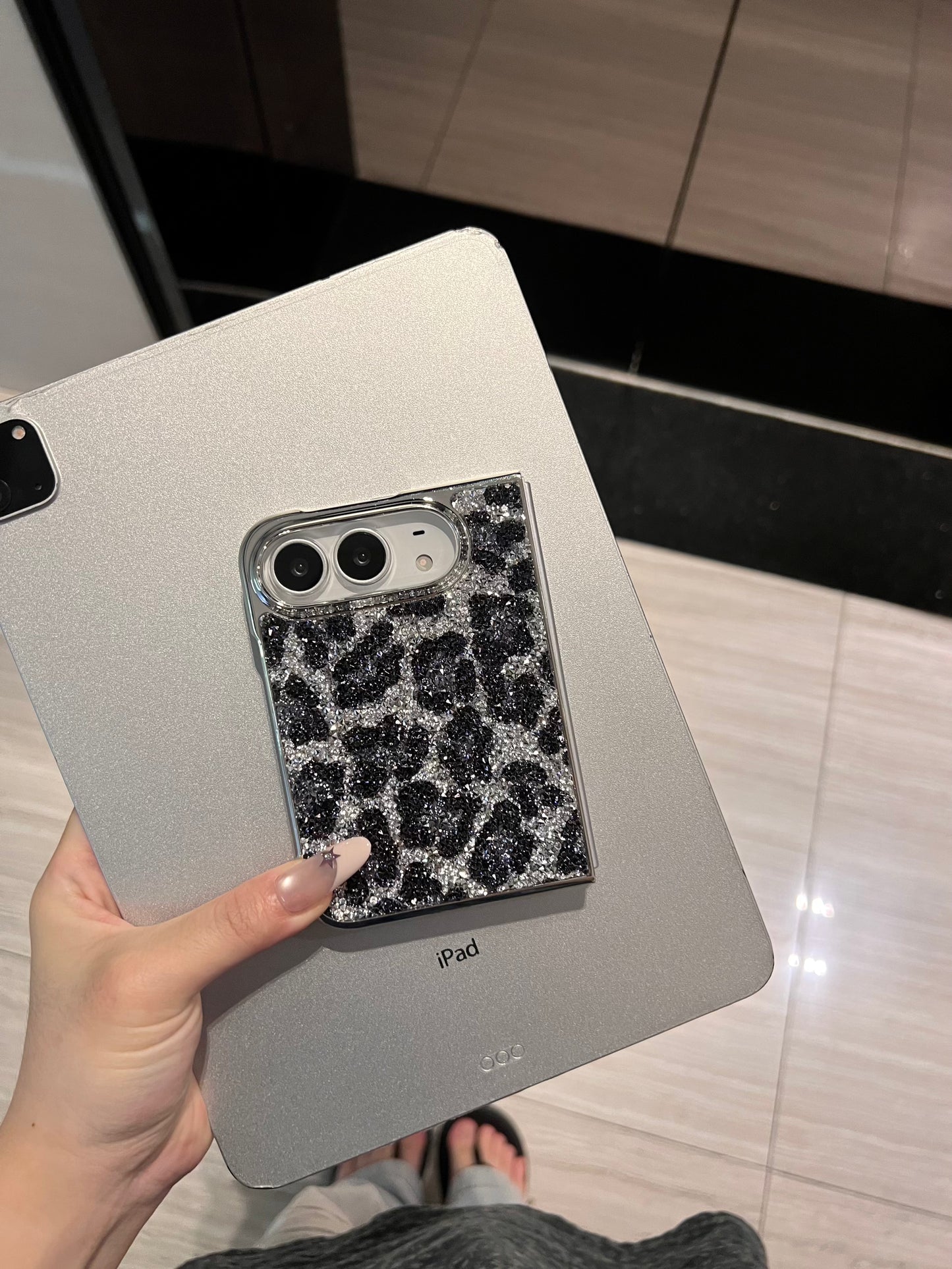 Leopard Print Glitter Cute Kawaii iPhone Duo Case #709
