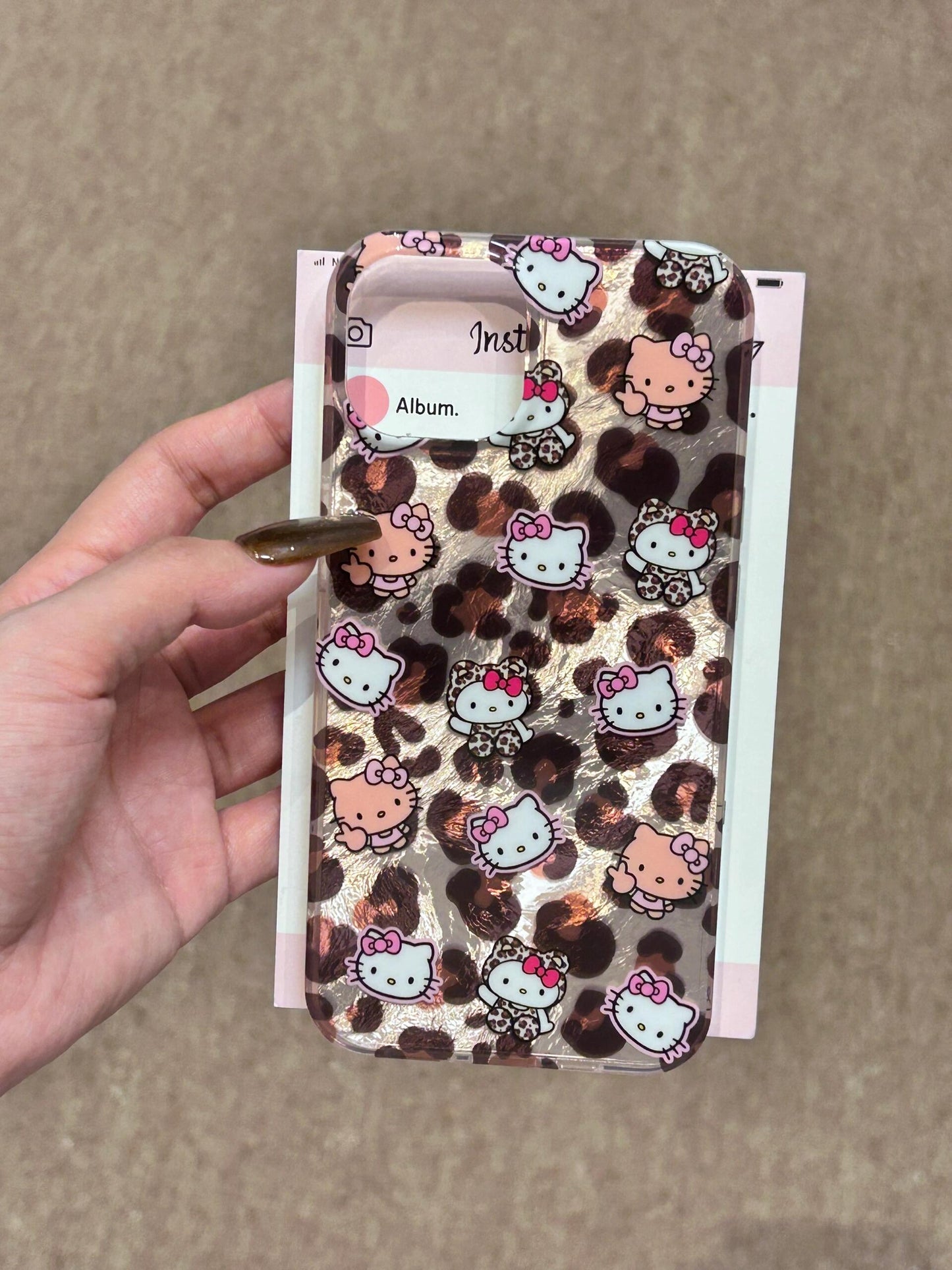 Hellokitty Brown Leopard Print Shell Cute Kawaii Phone Case #0114