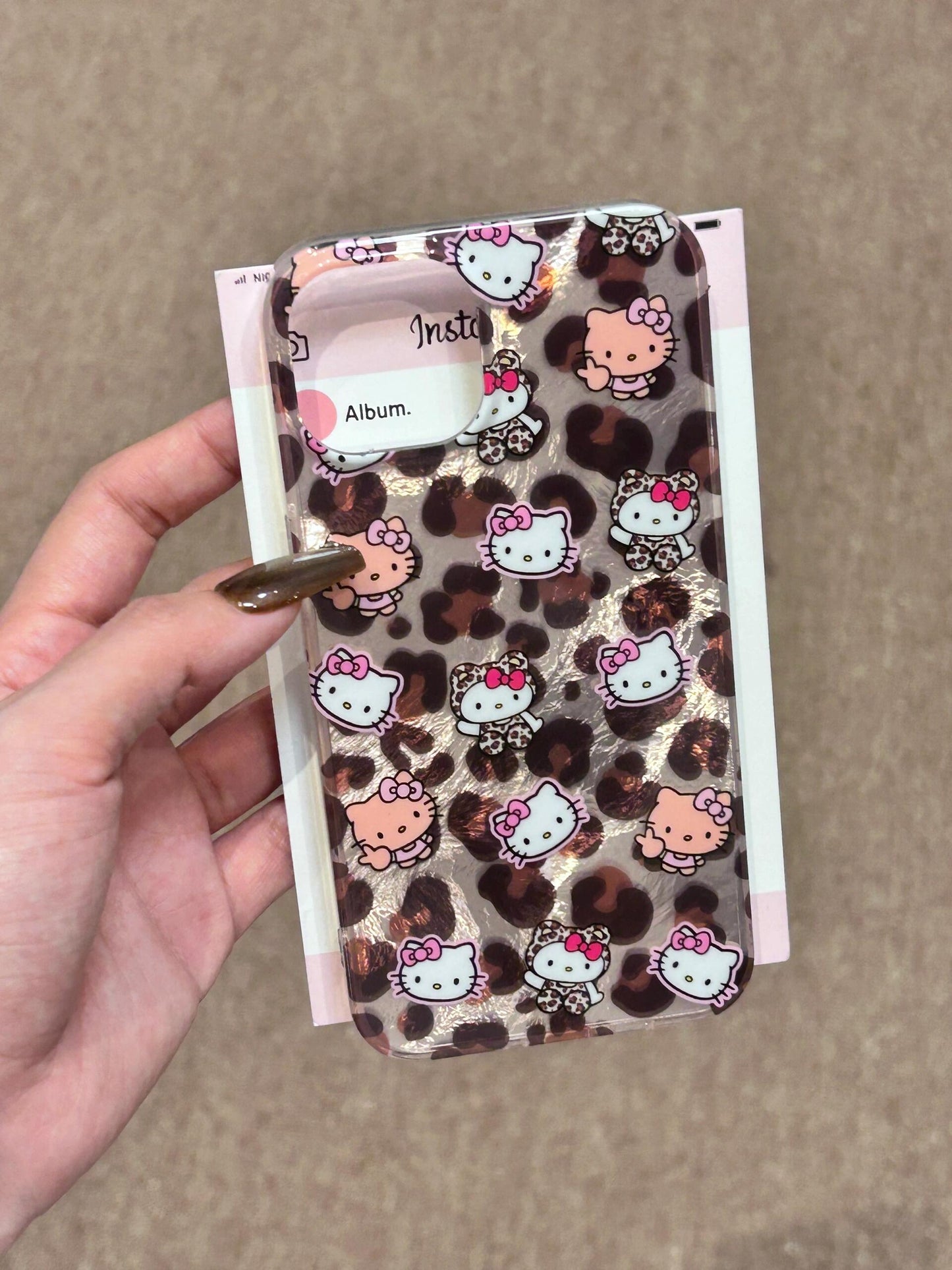 Hellokitty Brown Leopard Print Shell Cute Kawaii Phone Case #0114