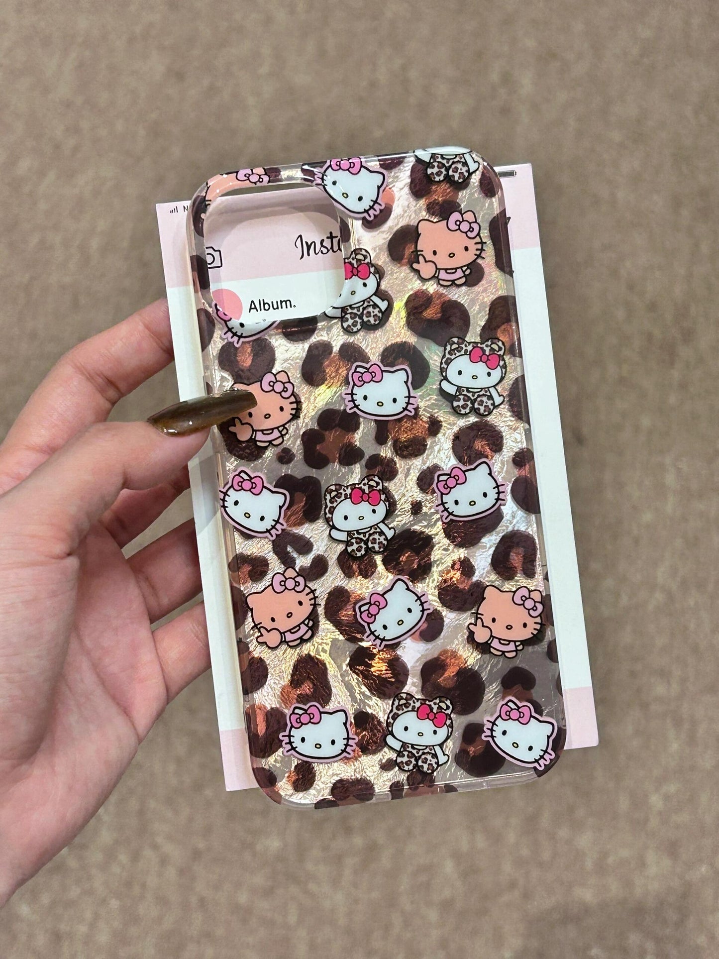 Hellokitty Brown Leopard Print Shell Cute Kawaii Phone Case #0114