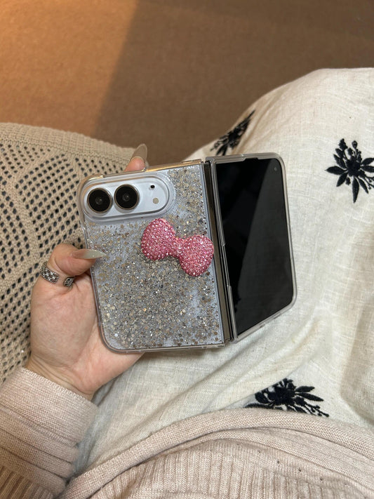 Glittery Pink Bow Cute Kawaii iPhone Duo Case #0706