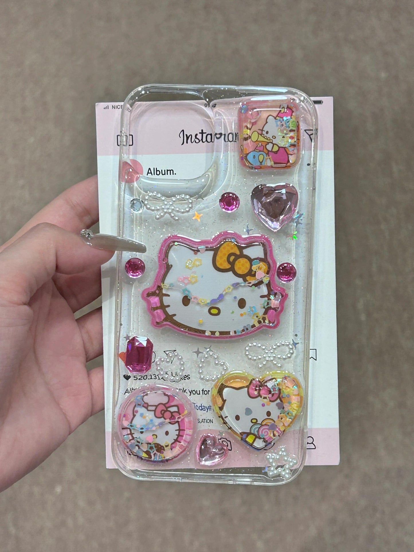 Hellokitty Stickers Handmade Clear Cute Kawaii Phone Case#0123