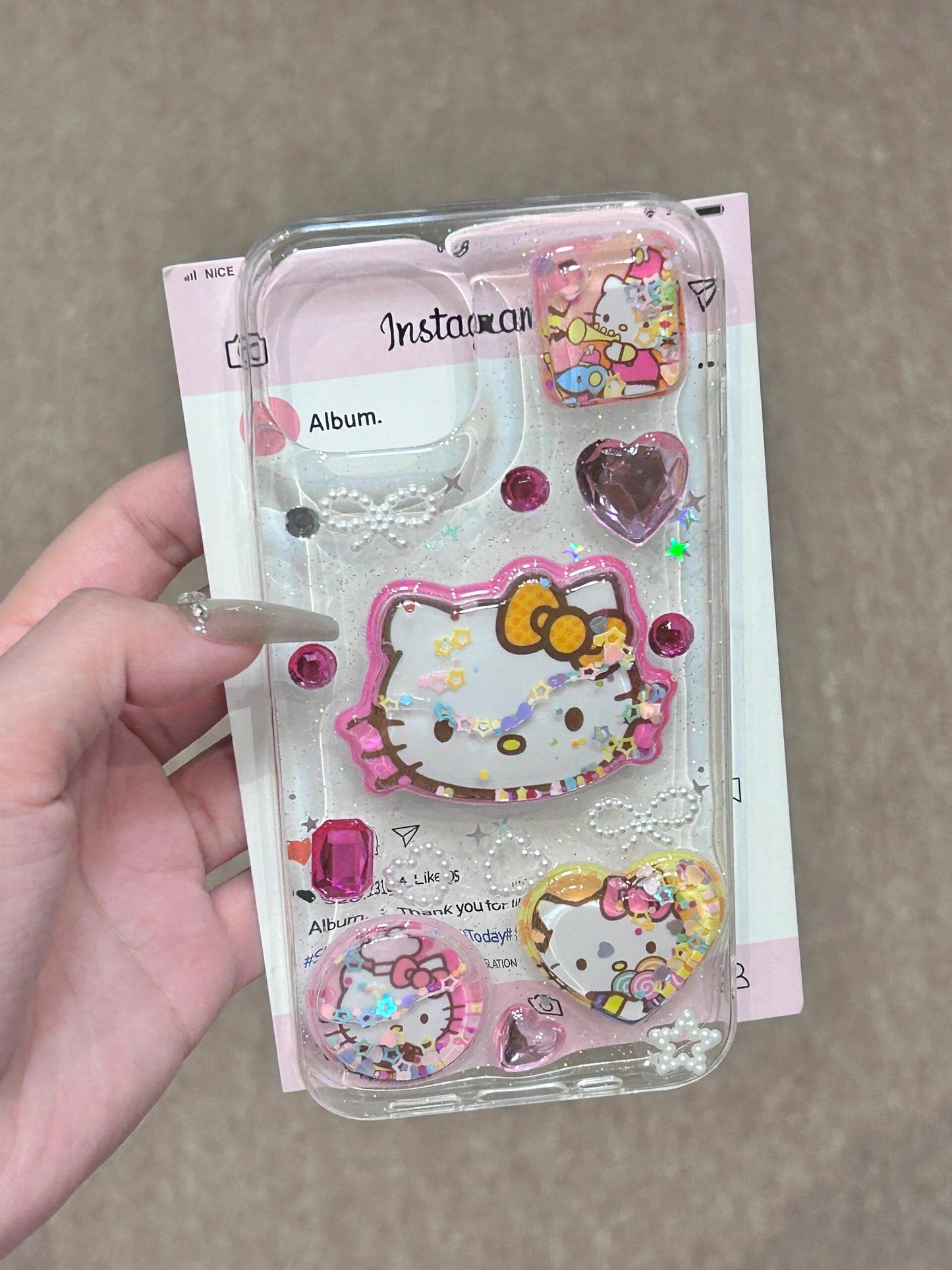 Hellokitty Stickers Handmade Clear Cute Kawaii Phone Case#0123