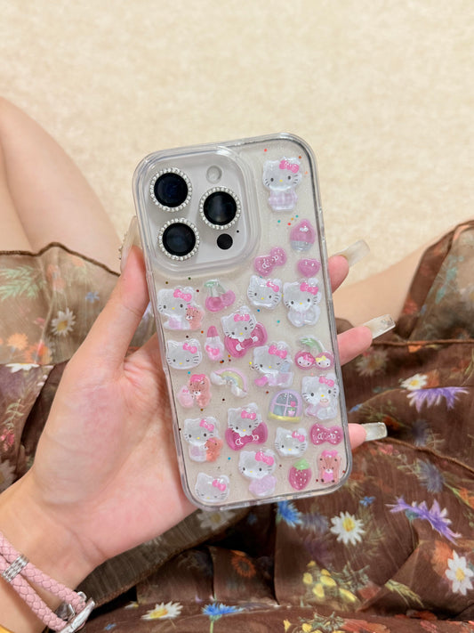 Hellokitty Handmade Stickers Clear Cute Kawaii Phone Case #0502