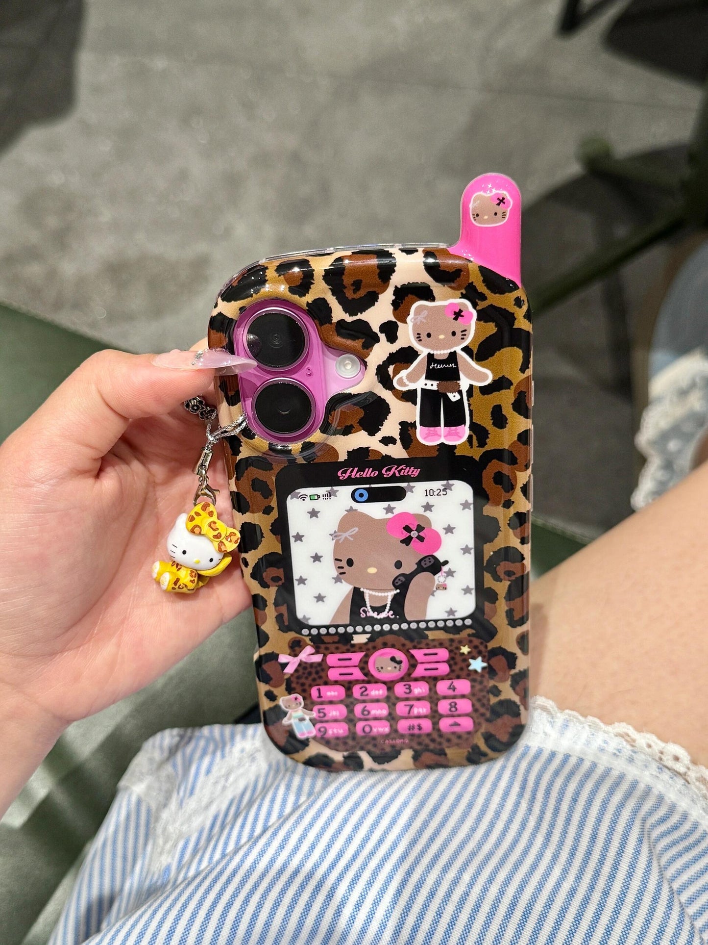 Hellokitty Leopard Print Phone Shape Retro Design Cute Kawaii Phone Case #0548