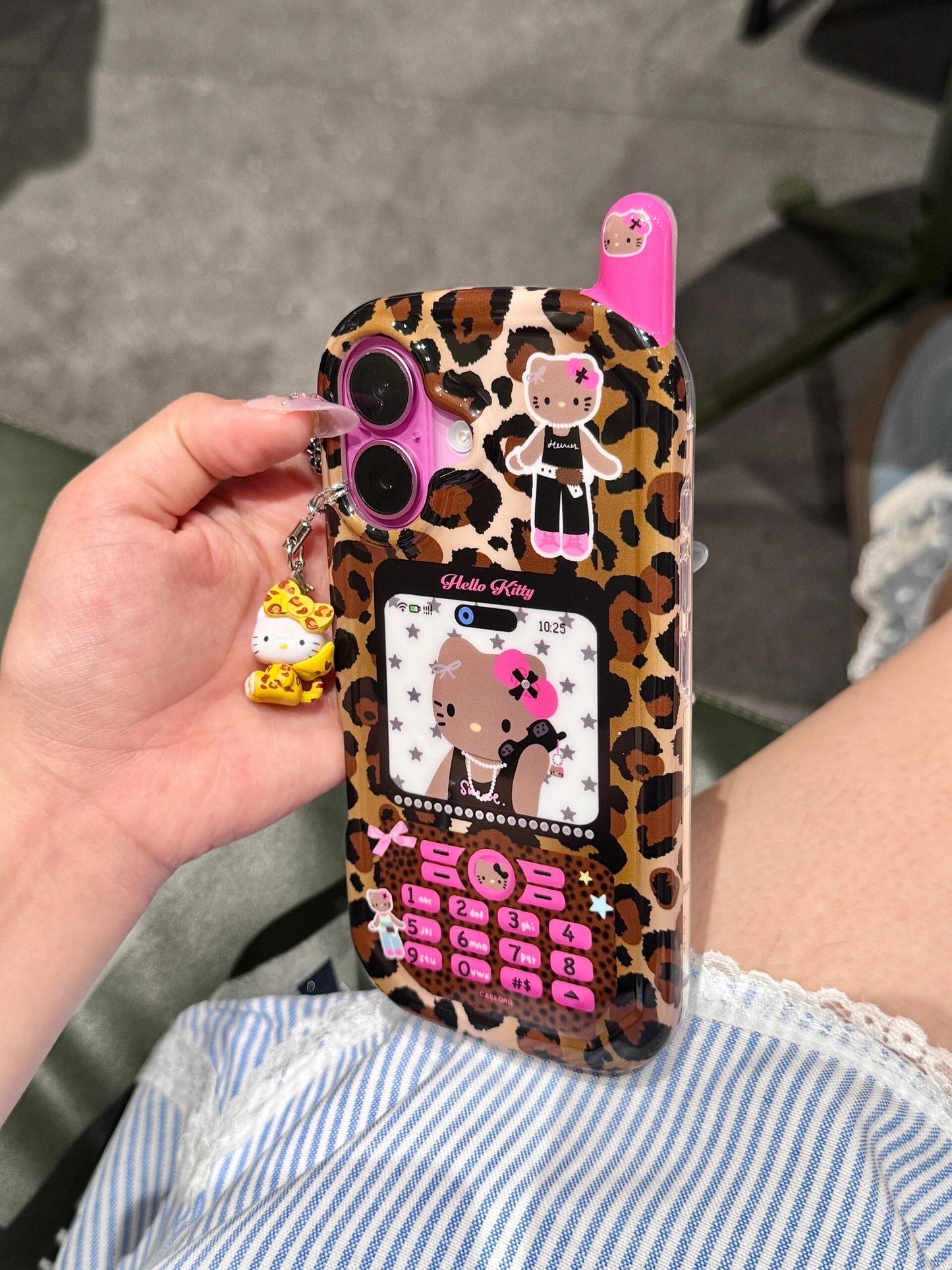 Hellokitty Leopard Print Phone Shape Retro Design Cute Kawaii Phone Case #0548