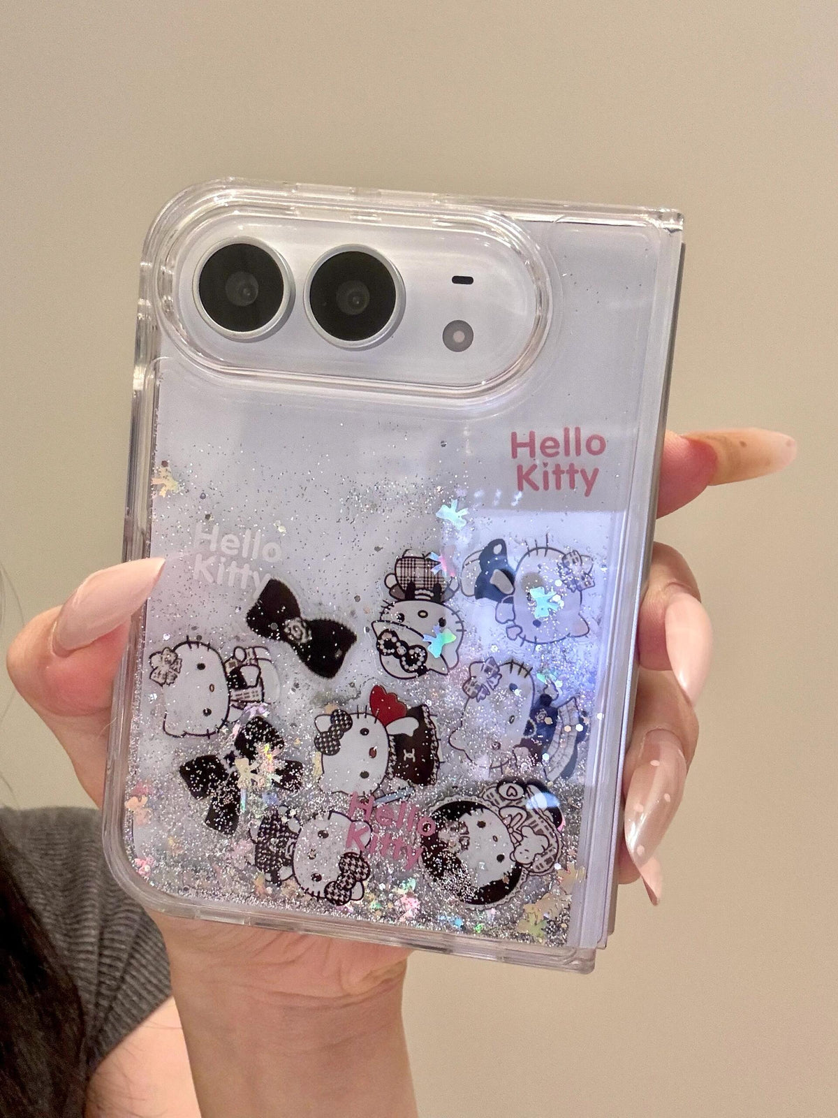 Hellokitty Bling Glitter Liquid Quicksand iPhone Duo Case #0716