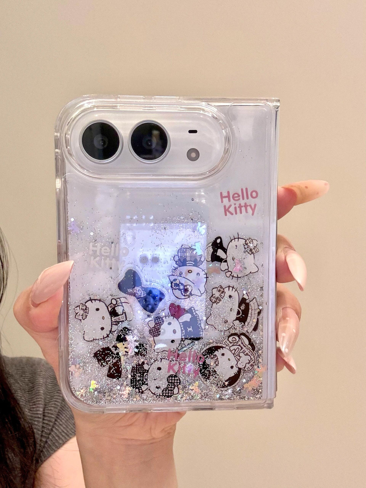 Hellokitty Bling Glitter Liquid Quicksand iPhone Duo Case #0716
