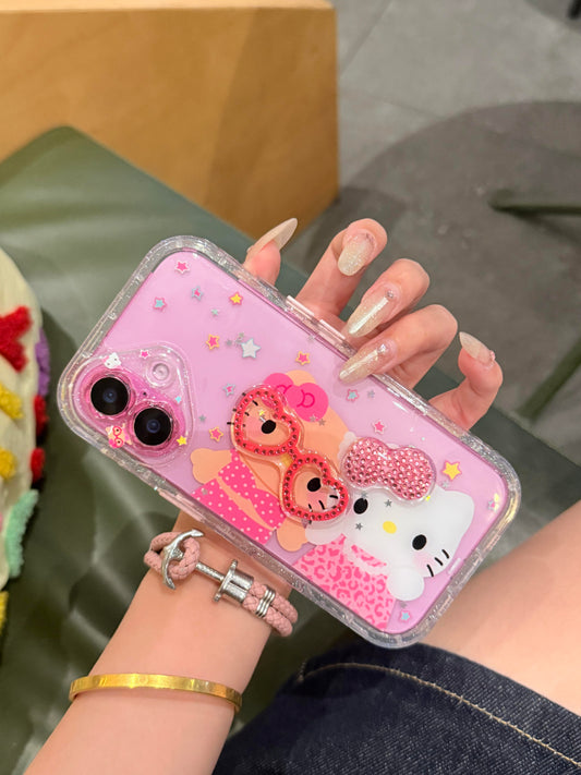Hellokitty Bestie Pink Heart Glasses Cute Kawaii Phone Case #0503
