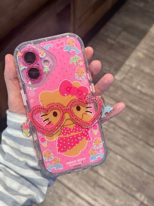 Hellokitty Pink Heart Glasses Clear Cute Kawaii Phone Case #0504