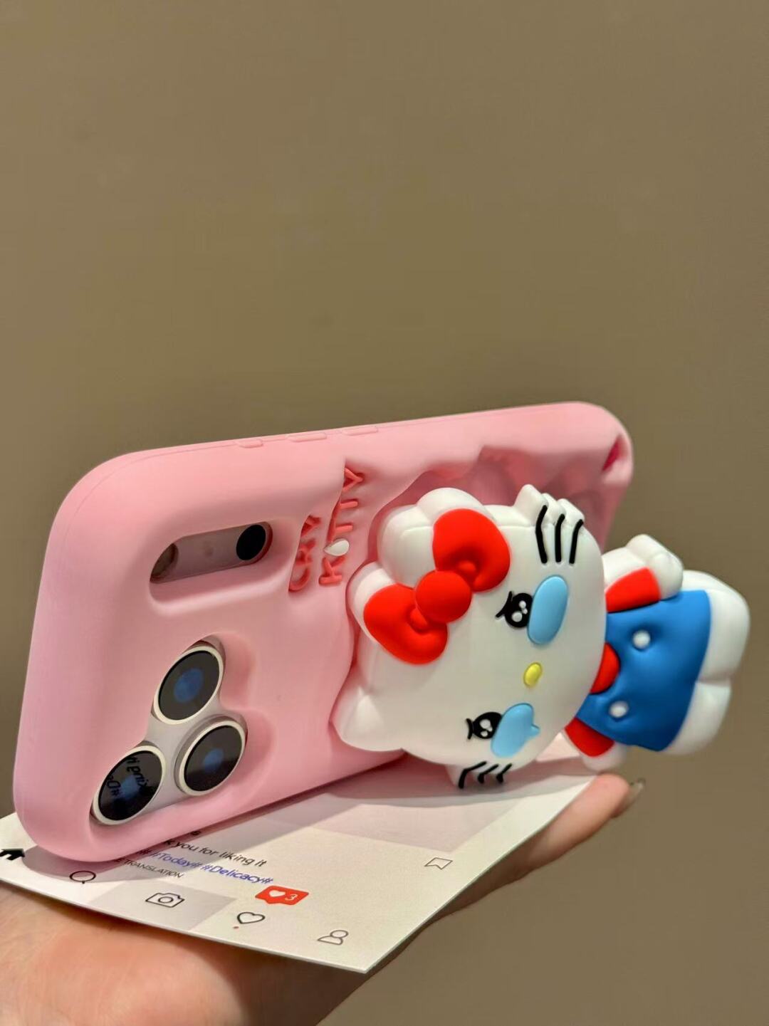 Cry Hellokitty Pink Silicone Cute Kawaii Phone Case #0580