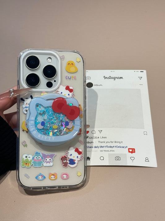 Hellokitty Print Clear Cute Kawaii MagSafe Case + MagSafe Stand Holder / Phone Grip #0572