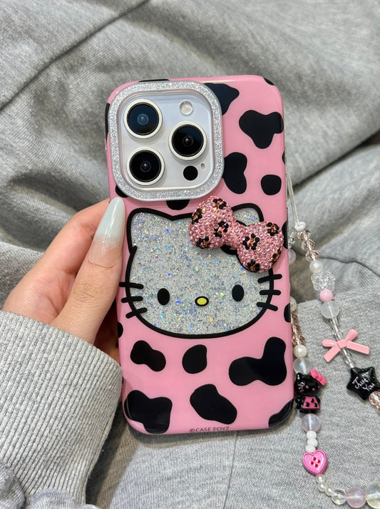 Hellokitty Pink Bow Tie Leopard Print Cute Kawaii Phone Case #0507