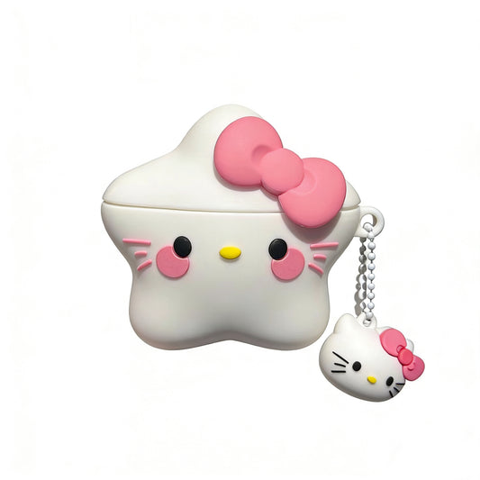 Hellokitty White Star Shape Silicone Cute Kawaii AirPods Case #0160