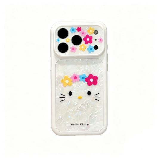 Hellokitty White Shell Texture Floral Cute Kawaii Phone Case #0599