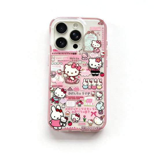 Hellokitty Pink Cute Kawaii MagSafe Case + MagSafe Stand Holder / Phone Grip #0508