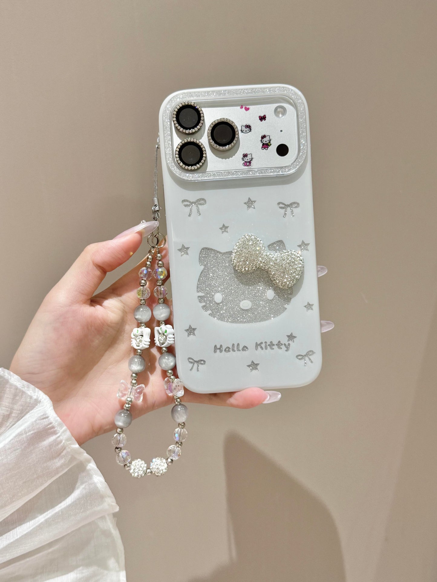 Hellokitty Silver Glitter Bow Cute Kawaii Phone Case #0556