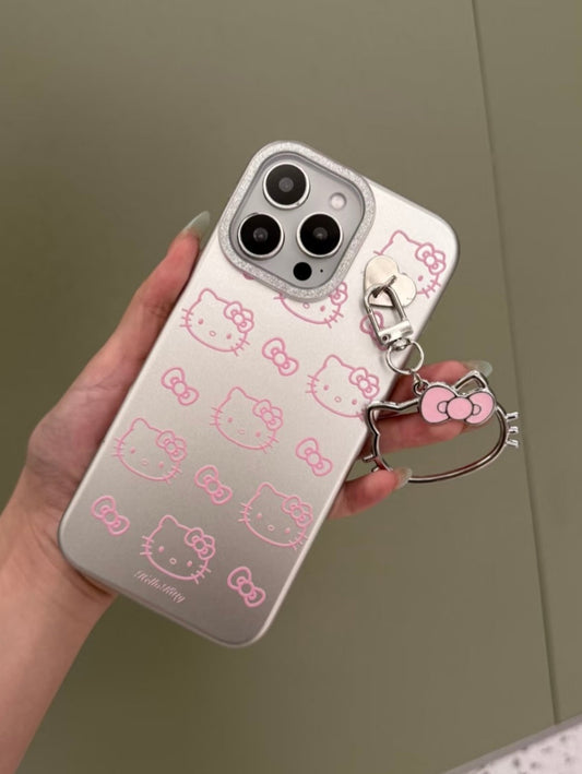Hellokitty Silver with Hollow Pendant Cute Kawaii Phone Case #0510
