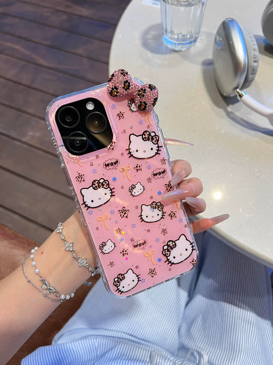 Hellokitty Pink Leopard Print Bow Cute Kawaii Phone Case #0533