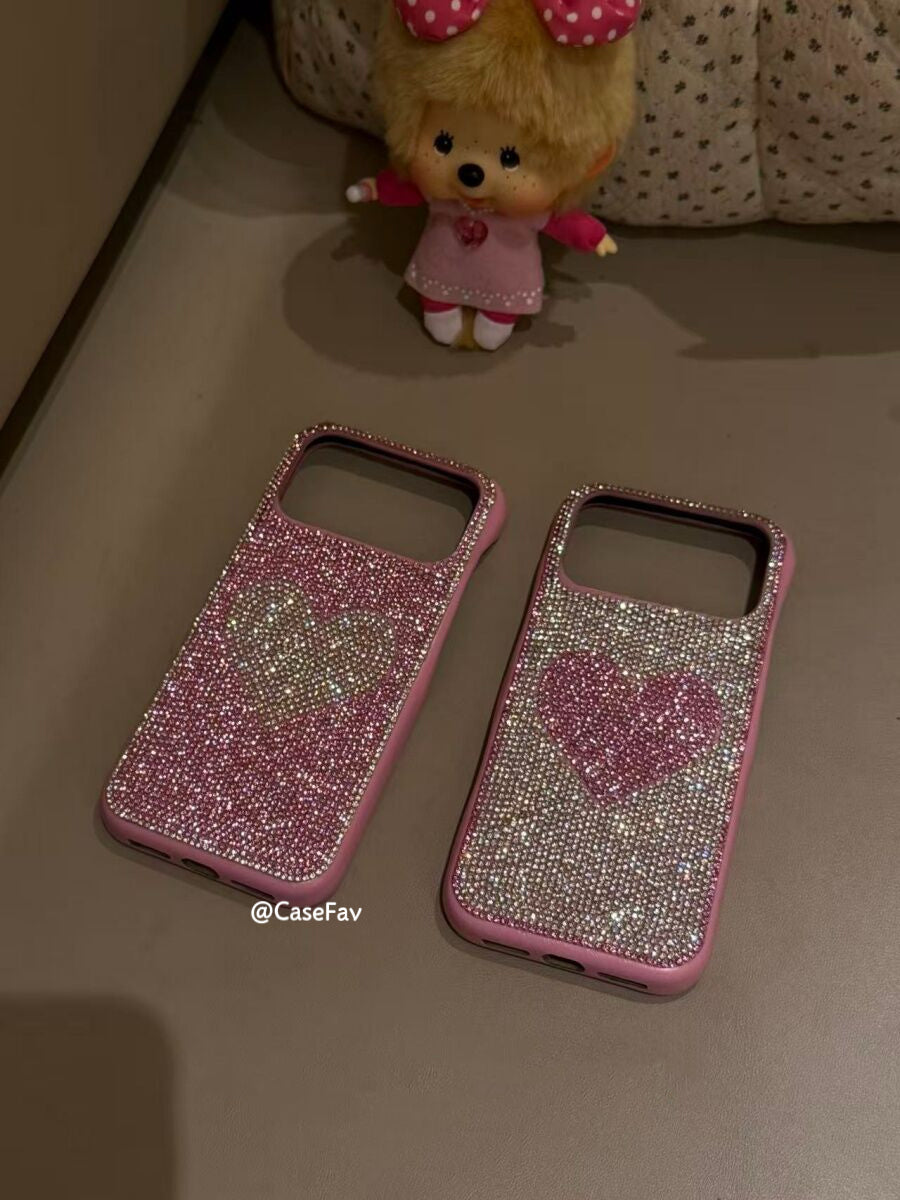 Sparkling Pink Handmade Rhinestones Cute Kawaii Phone Case #0581