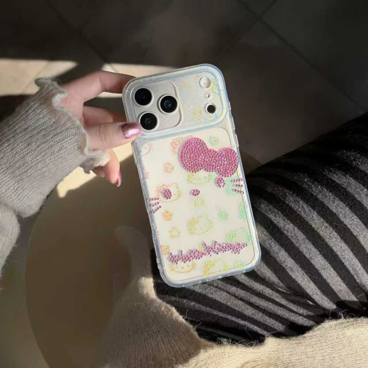 Hellokitty Clear Pink Glitter Cute Kawaii Phone Case #0570