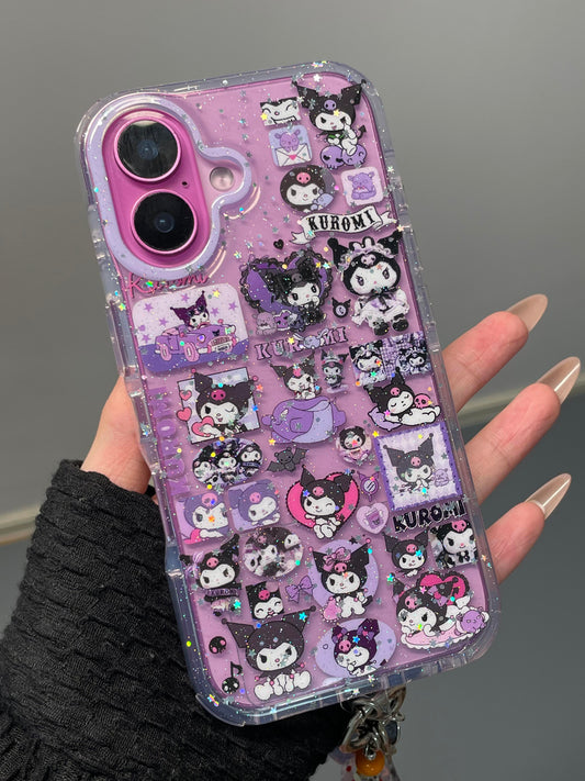 Kuromi Purple Glitter Clear Cute Kawaii Phone Case #0526