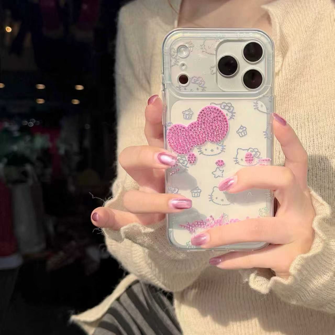 Hellokitty Clear Pink Glitter Cute Kawaii Phone Case #0570