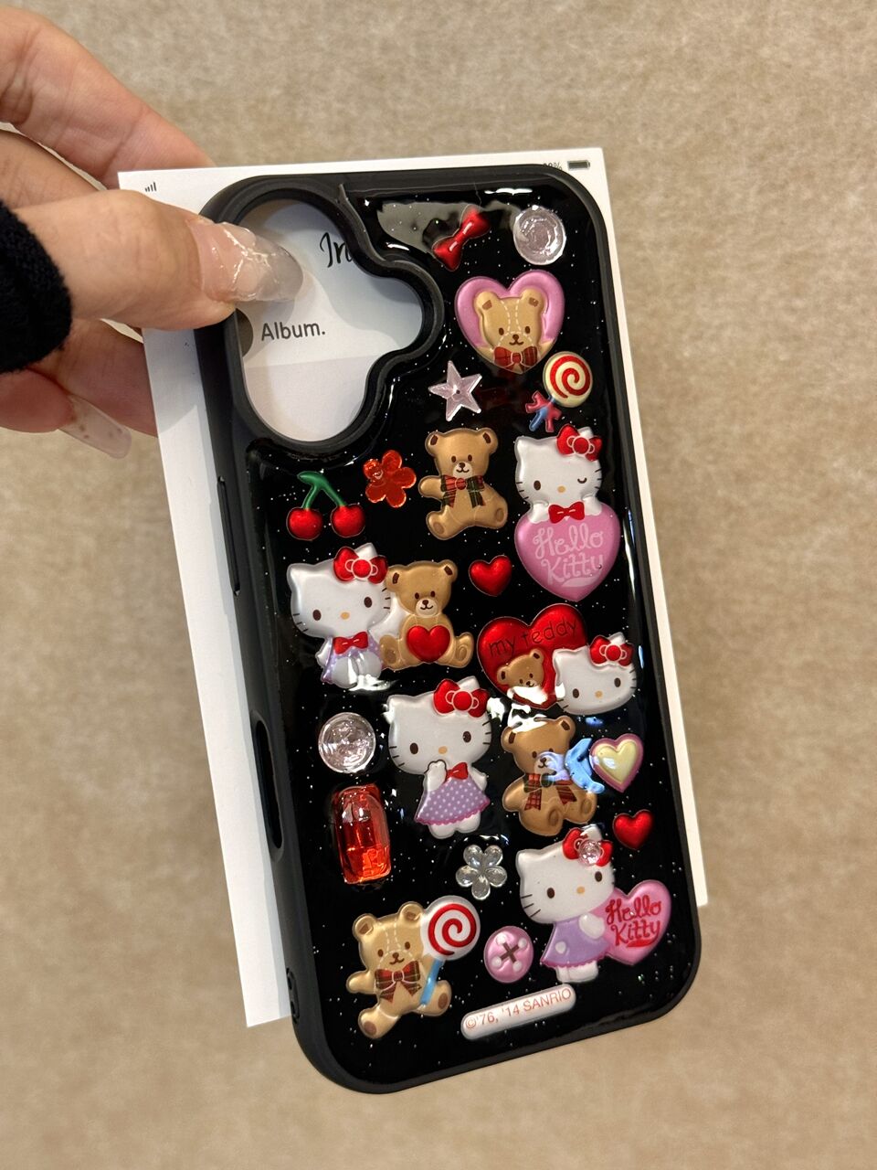 Hellokitty Black Handmade Stickers Cute Kawaii Phone Case #0010