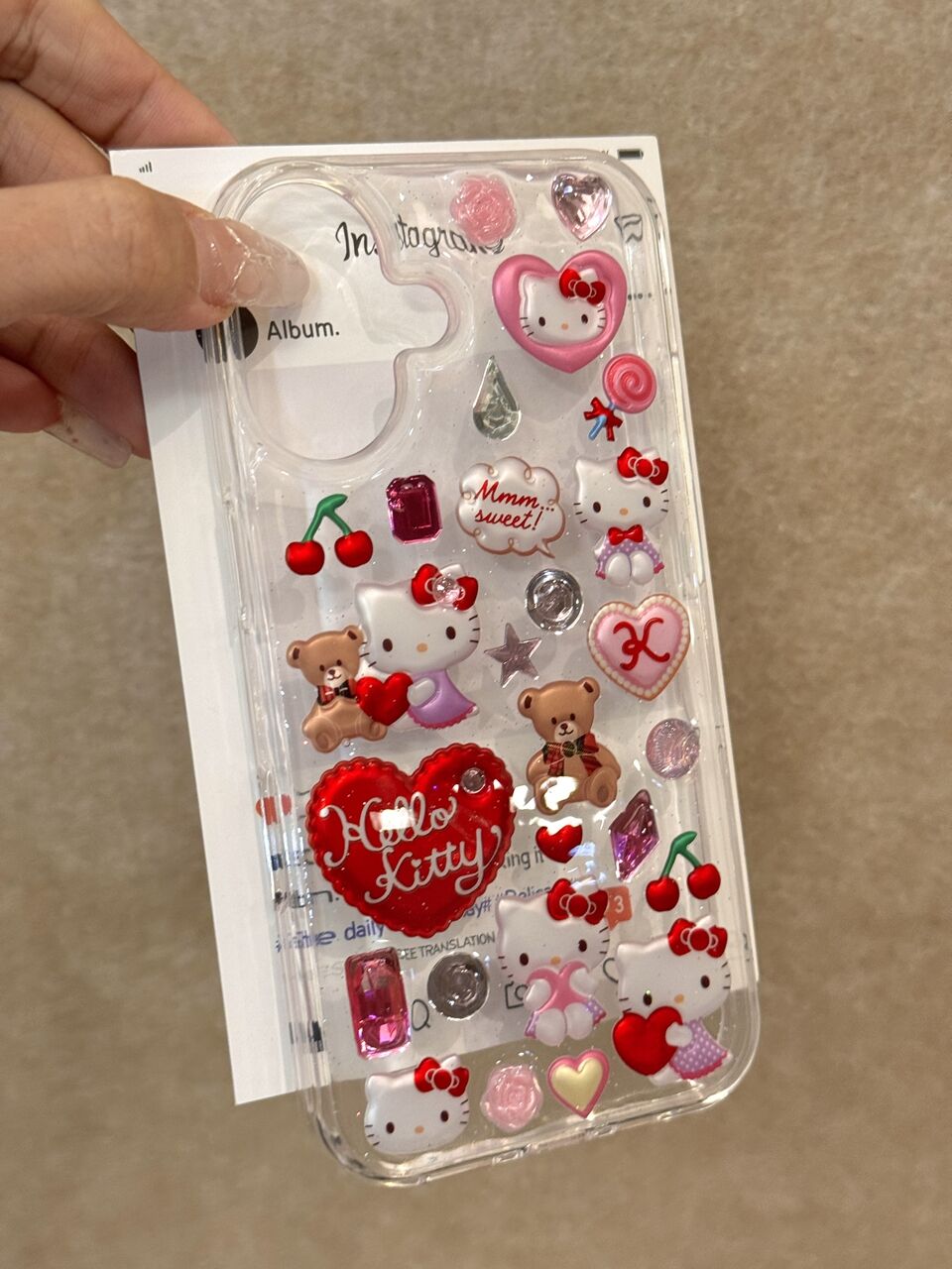 Hellokitty Black Handmade Stickers Cute Kawaii Phone Case #0010