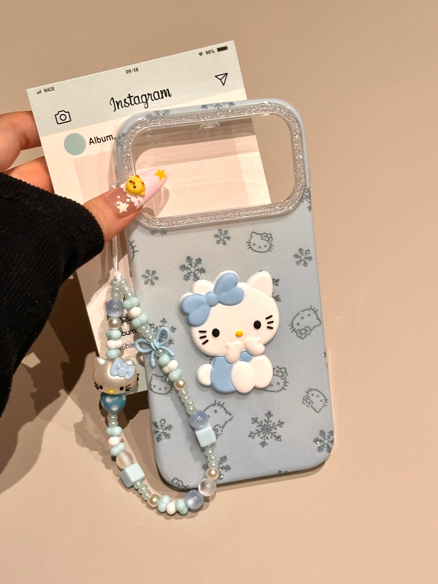 Hellokitty Blue Snowflake Glitter Cute Kawaii Phone Case #0565