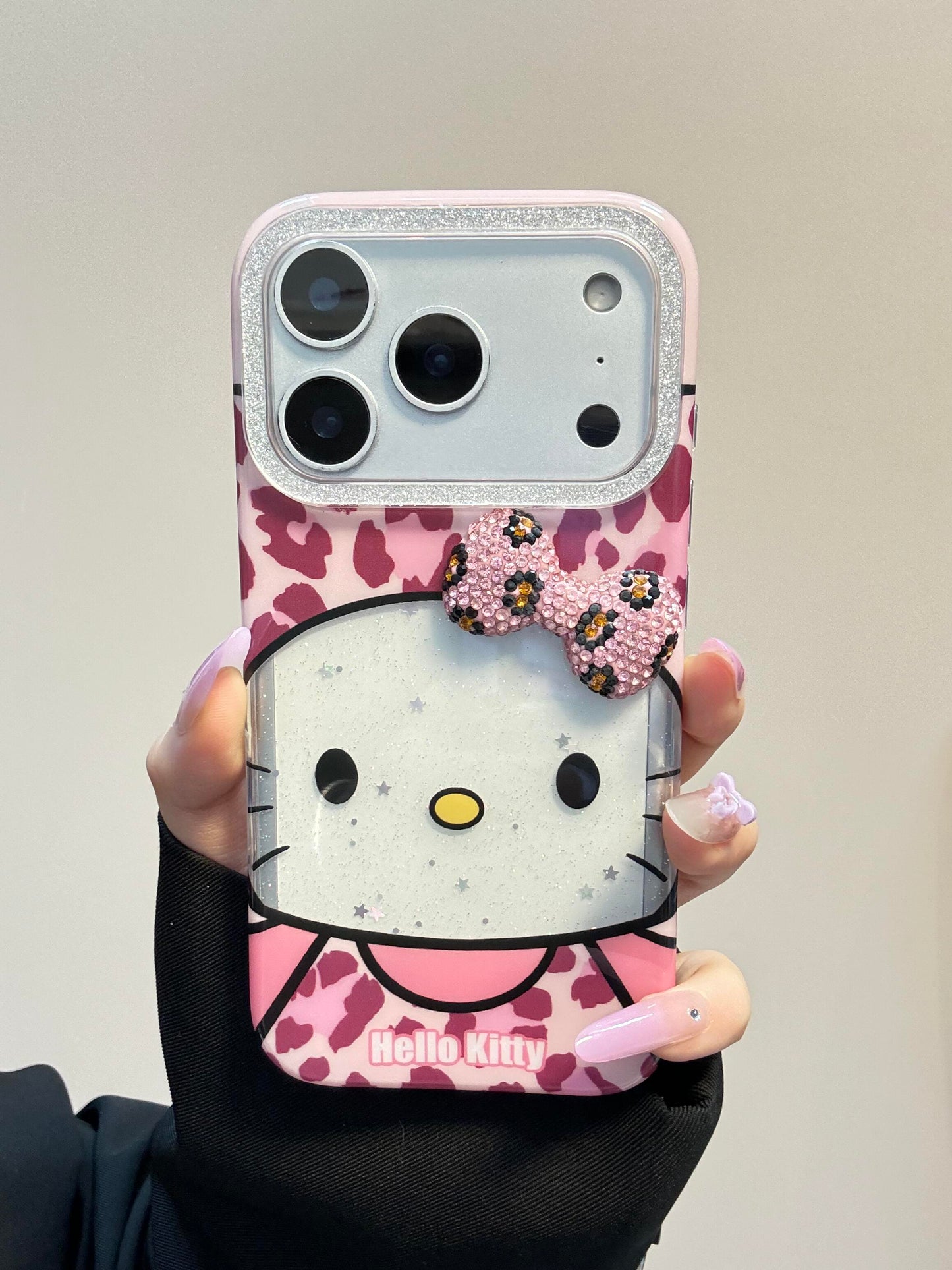 Hellokitty Pink Leopard Print Clear Cute Kawaii Phone Case #0579